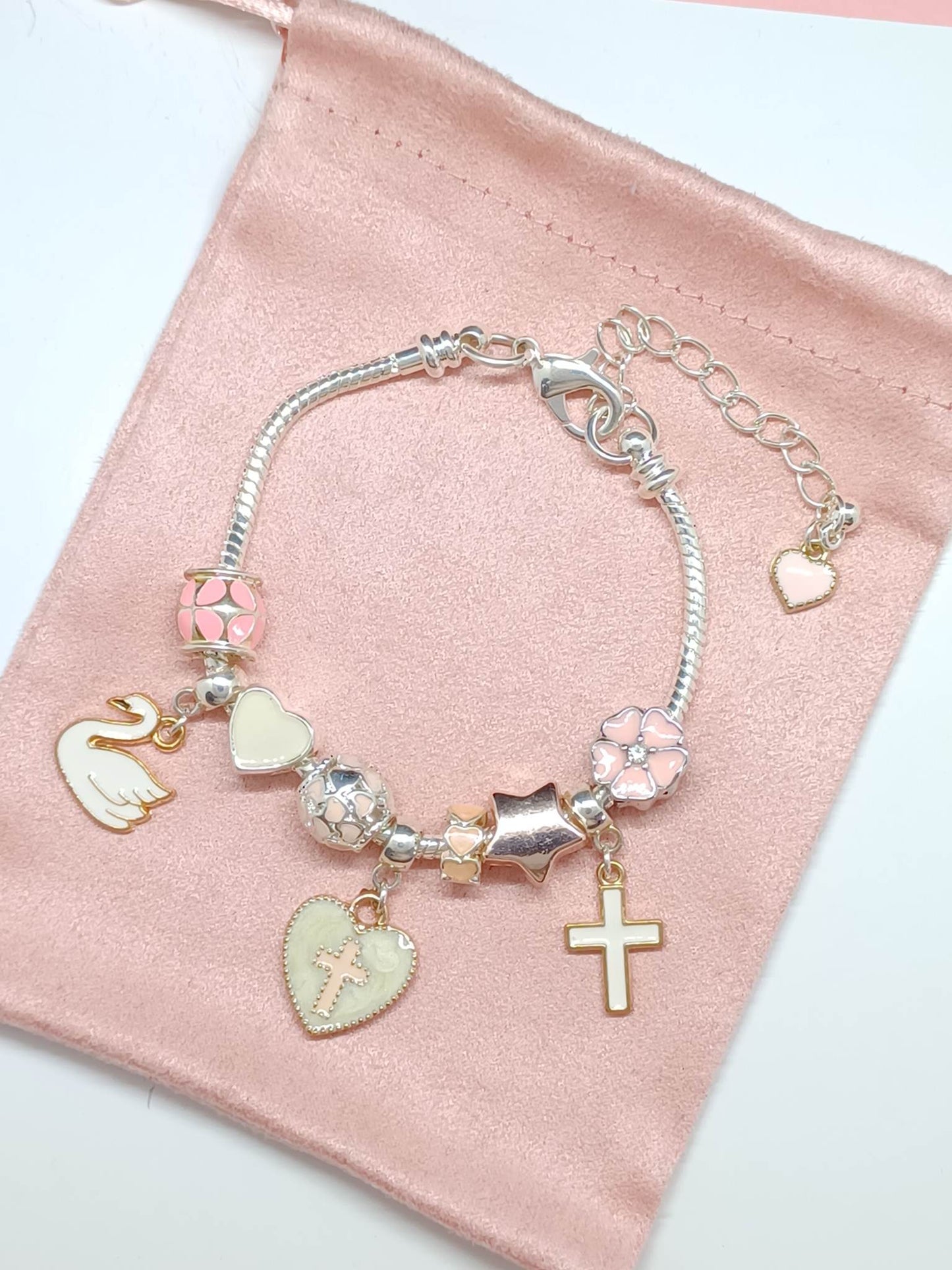 Cross Heart Charm Bracelet