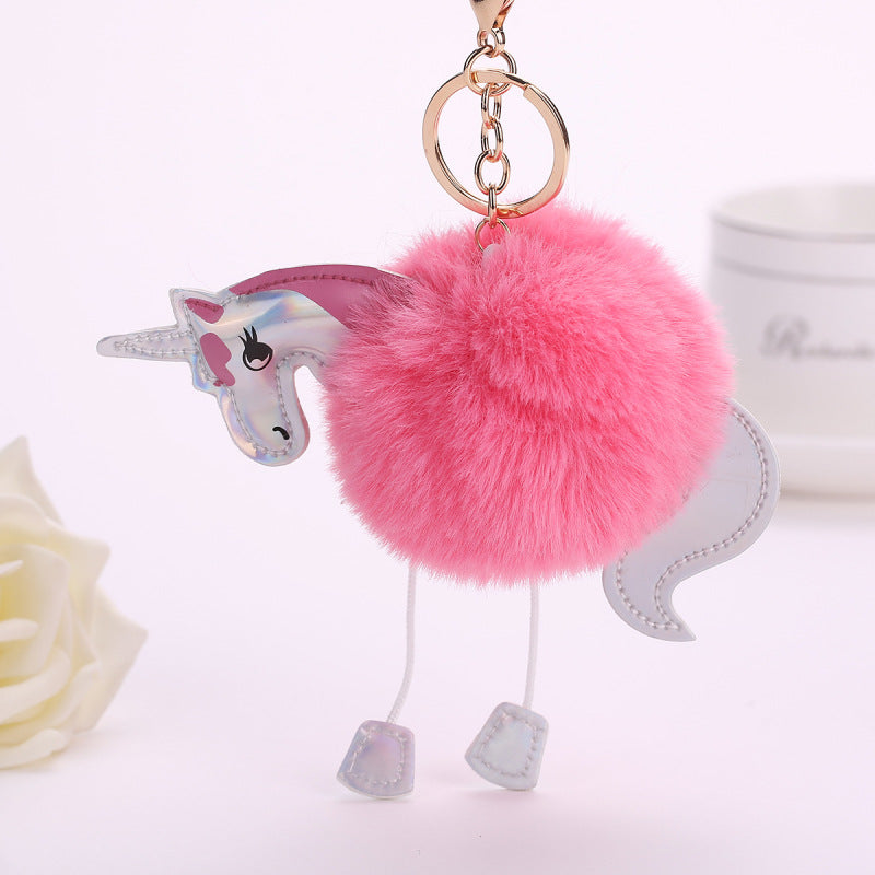 Unicorn Pom Keychain
